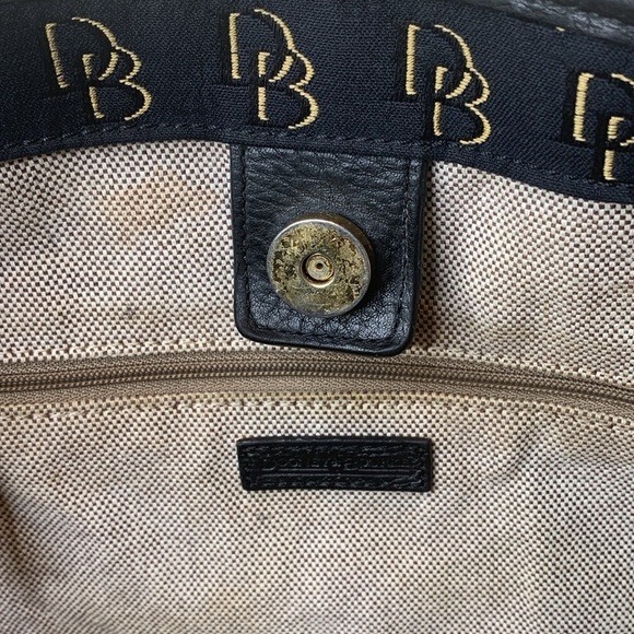Dooney & Bourke | Black Canvas Leather Open Top Monogram DB Logo Shoulder Bag - Picture 9 of 17